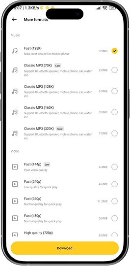 Download limitado em segundo plano - snaptube APK