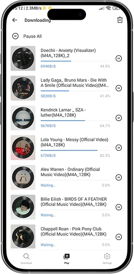 Vários downloads de uma só vez